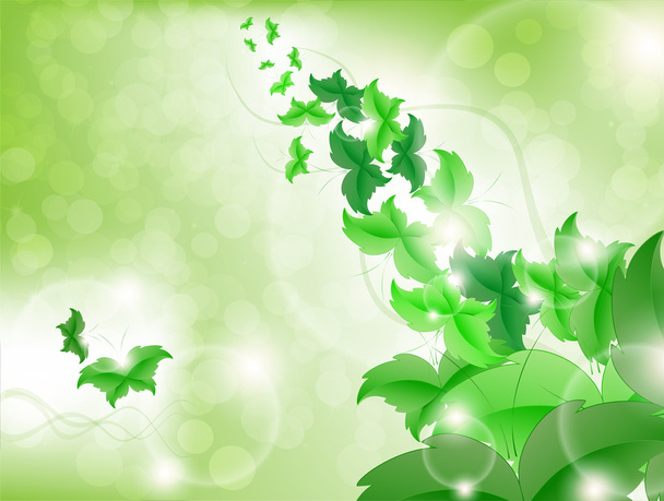 Environmental Background with green leaf butterflies - Vector, Image