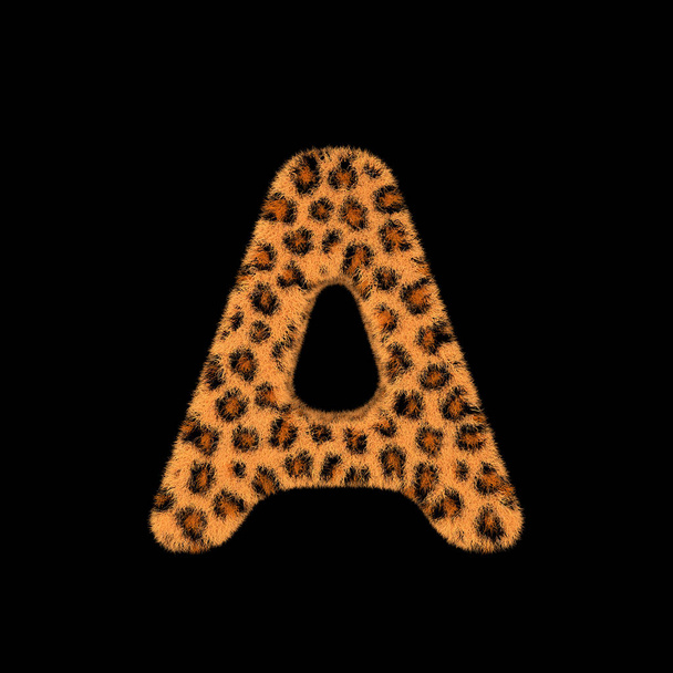 Afbeelding 3d Rendering creatieve illustratie Leopard harige Letter A afdrukken - Foto, afbeelding