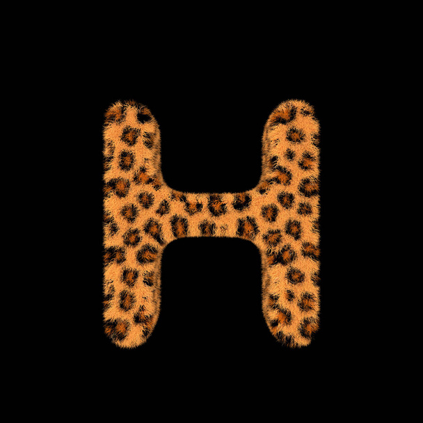 Illustration 3D Rendering Creative Illustration Leopard Print Furry Letter H - Photo, Image