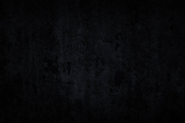 black Stucco texture or background with spotlight, dark concrete wall backdrop cement wallpaper, dark tone. - Photo, Image