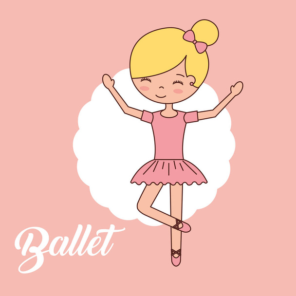 gyönyörű ballerinas balett rajzfilmfigura - Vektor, kép