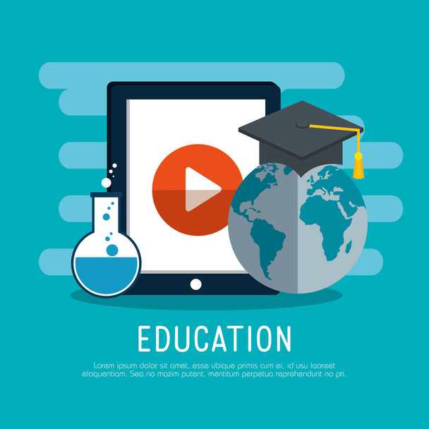educación en línea con tableta
 - Vector, Imagen