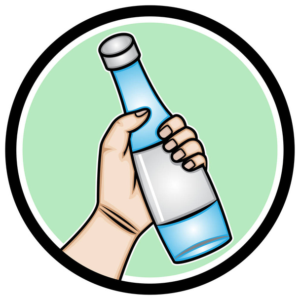 Illustration einer Hand, die eine Trinkflasche hält - Vektor, Bild