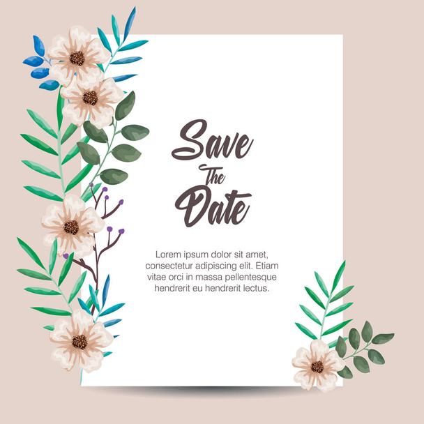 tarjeta de invitación con decoración de flores
 - Vector, Imagen