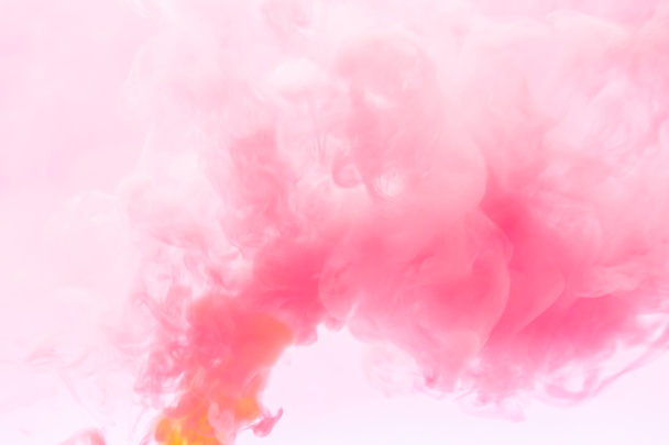 rosa Rauch abstrakt auf weißem Hintergrund, wirbelnder rosa und weißer Rauch Hintergrund. - Foto, Bild