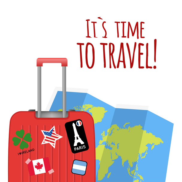 Its Time To Travel Baggage Map Background Vector Image - Vector, Image