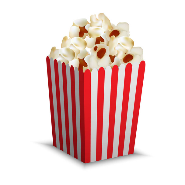 Stripped popcorn box mockup, realistic style - Vector, Image