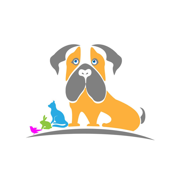 Клініка тваринного походження. Собака, кіт, векторний дизайн логотипу
 - Вектор, зображення