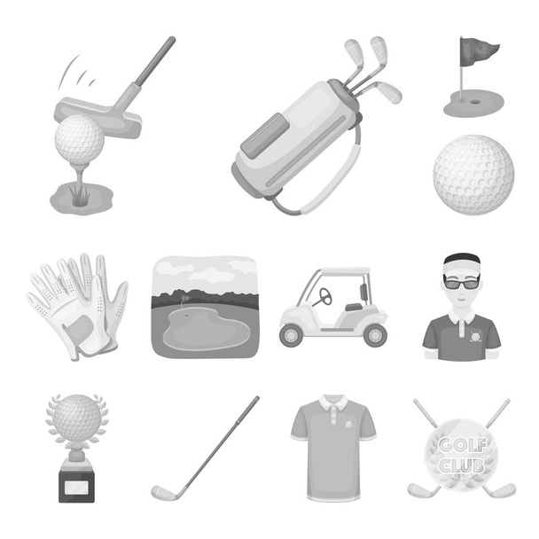 Golf and attributes monochrome icons in set collection for design.Golf Club and equipment vector symbol stock web illustration. - ベクター画像