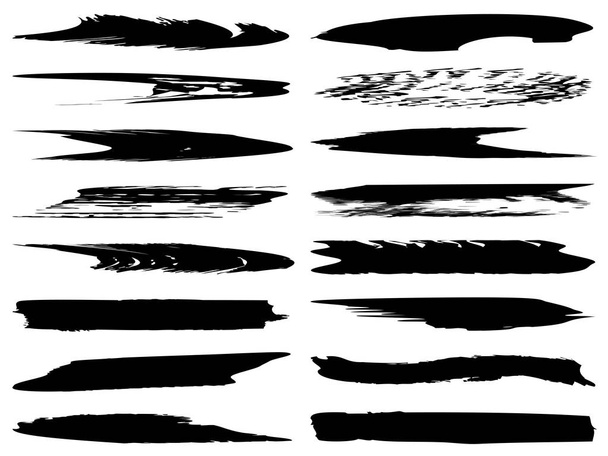 gyűjteménye szutykos fekete ecsetvonásokkal a fehér háttér - Vektor, kép