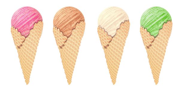 Design de ilustração de cones de sorvete estilizado abstrato
. - Foto, Imagem