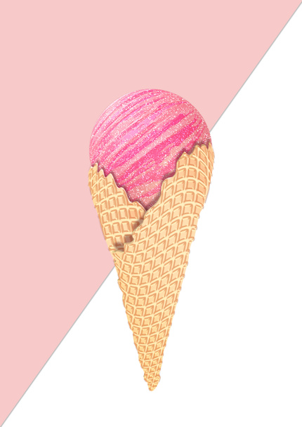 Abstract stylized pink ice cream cone illustration design. - Photo, Image