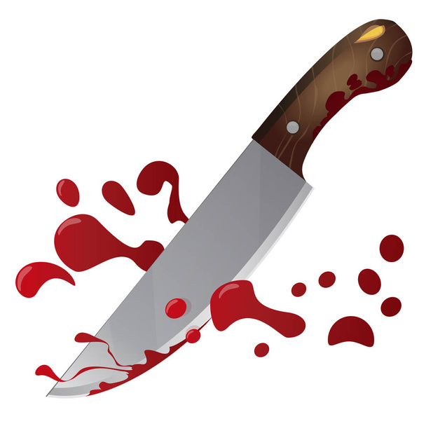 Kitchen knife with bloody drops - Vector, Image