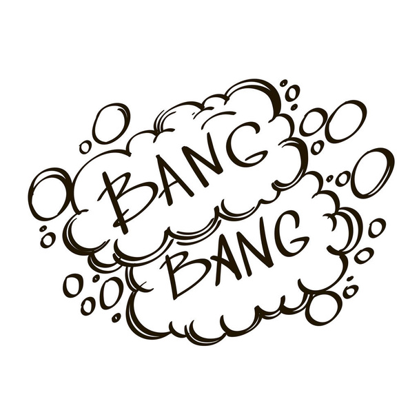 Hand drawn speech bubbles with inscription bang bang - Vektor, obrázek