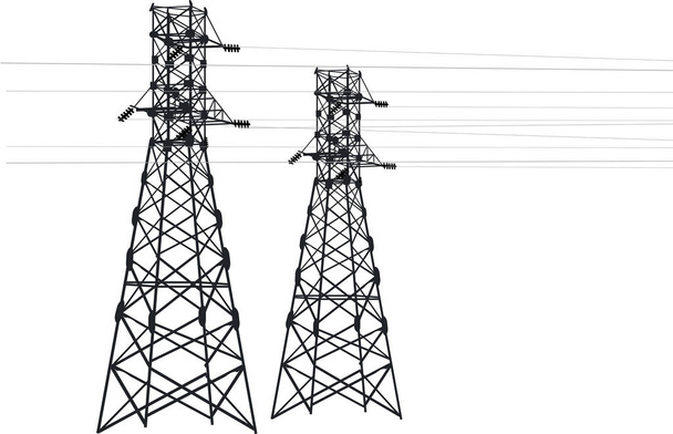 ilustrace s elektrickými sloupy izolované na bílém pozadí - Vektor, obrázek