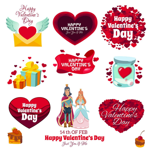 набор иконок ко Дню Святого Валентина для создания плакатов, открыток, баннеров и свадебных торжеств
 - Вектор,изображение