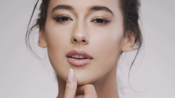 Close up portrait of make up model - Footage, Video