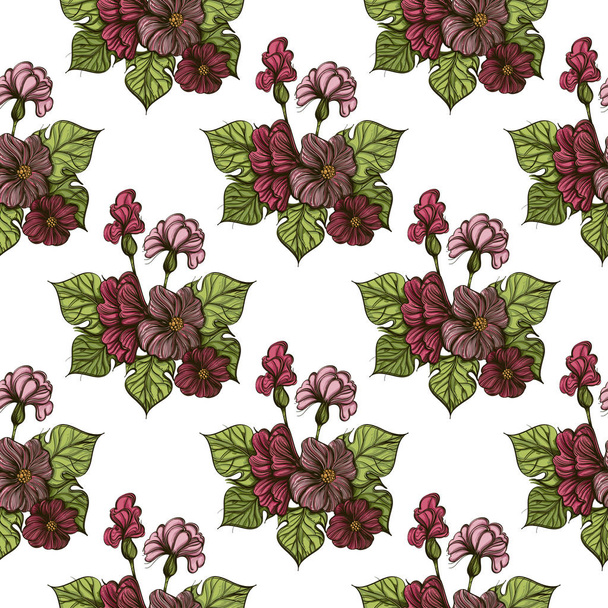 Seamless pattern with beautiful wildflowers for wrapping papers - Vettoriali, immagini