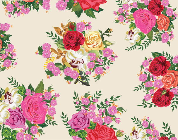 ilustración con flores rosadas aisladas sobre fondo claro
 - Vector, Imagen