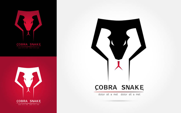 Imagen estilizada de la elegante plantilla del emblema del icono del logotipo de la silueta de la serpiente de cobra, conjunto de cabeza de cobra, tatuaje de serpiente de cobra sobre fondo blanco ilustración vectorial
 - Vector, Imagen