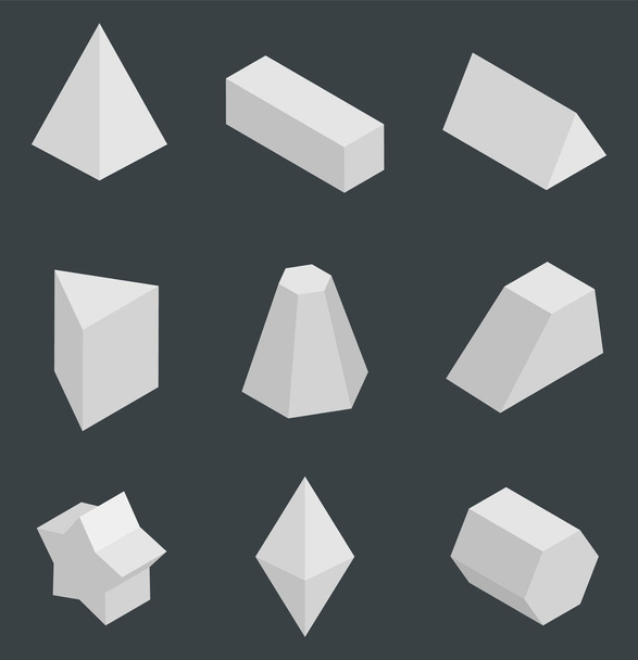 Isolated Prisms, Bright Geometric Figures Set - ベクター画像