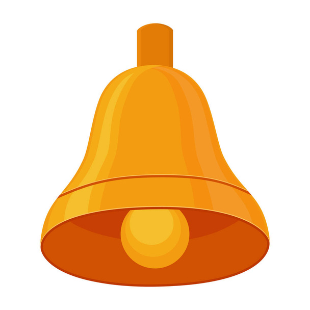 Colorful cartoon school bell. Graduation themed vector illustration for icon, sticker, patch, label, sign, badge, certificate or gift card decoration - Διάνυσμα, εικόνα