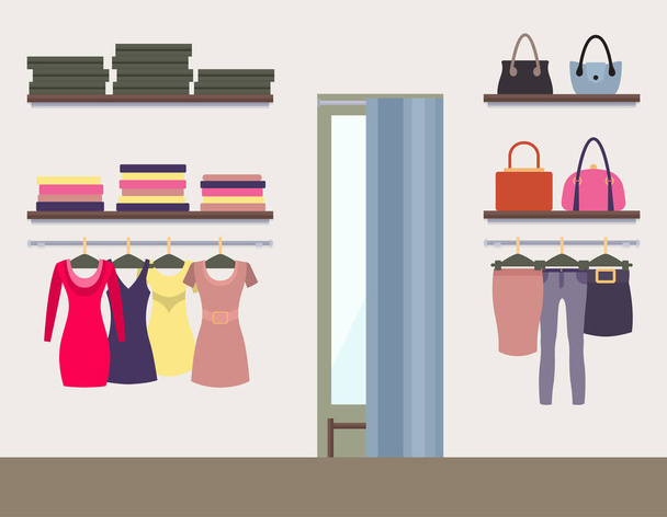 Womens Shop Interior Colorful Vector Illustration - ベクター画像