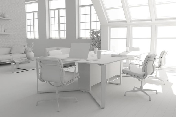 Model konferenční místnost interiérového designu. 3D vykreslování - Fotografie, Obrázek