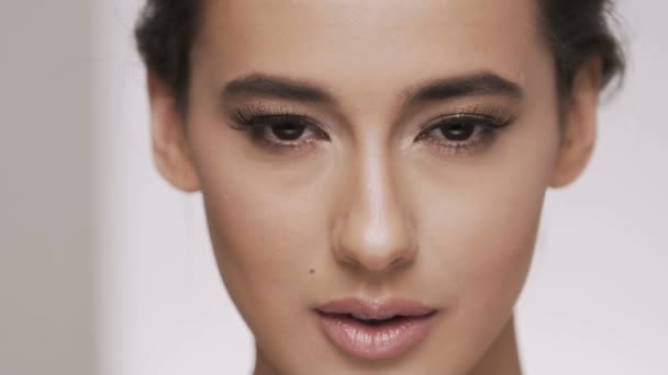 Close up portrait of make up model - Footage, Video