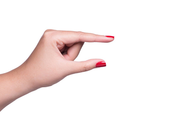 Vrouwelijke hand tonen van lege ruimte als hand houden kaart - Foto, afbeelding