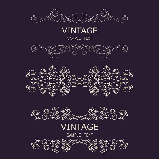 Vintage Decorations Elements. Flourishes Calligraphic Ornaments and Frames. Retro Style Design Collection for Invitations, Banners, Posters, Placards, Badges - Vettoriali, immagini