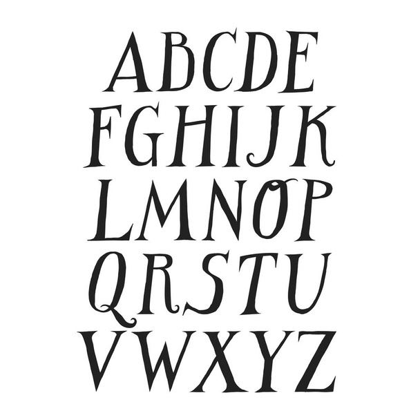 Vector uppercase alphabet. Handwritten letters with serifs and contrast. - Vecteur, image