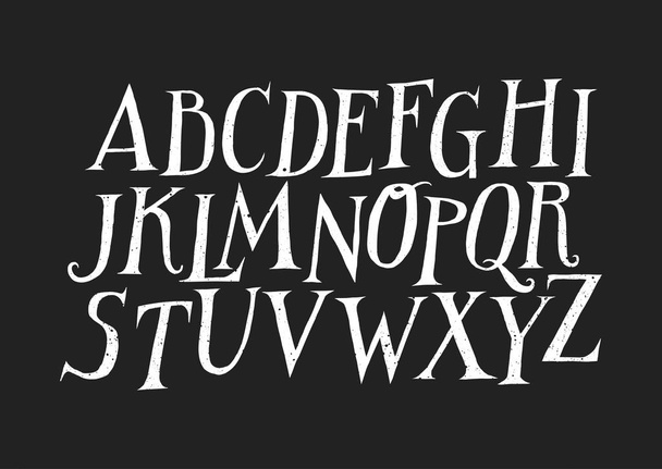 Vector uppercase alphabet. Handwritten letters with serifs and contrast. - Вектор,изображение