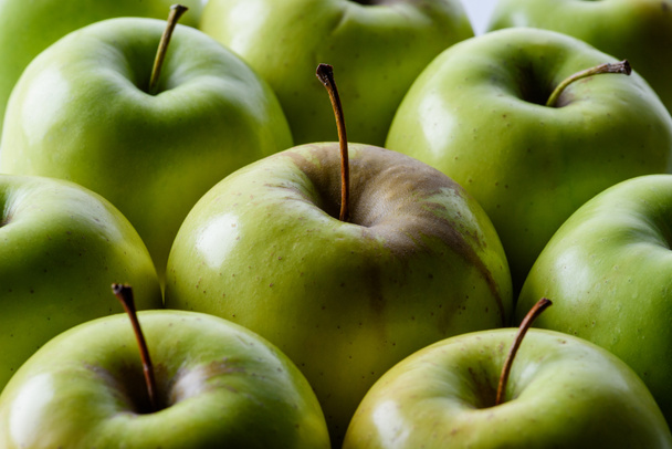 full frame of ripe green apples background  - Фото, изображение