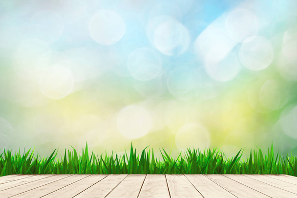 Bokeh background and balcony green grass - Фото, зображення