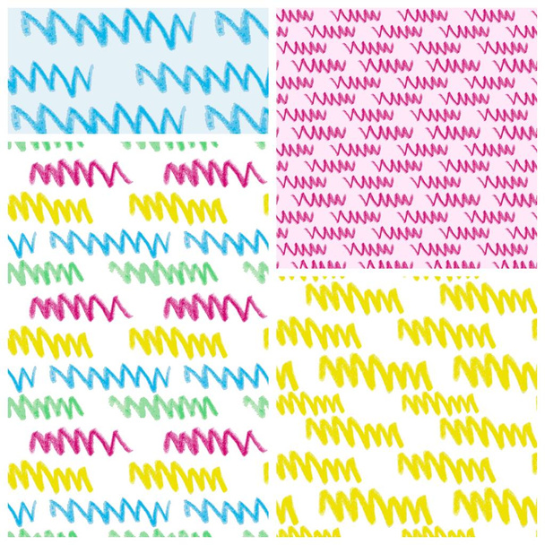 карандаш-зигзаг многоцветный бесшовный набор шаблонов
 - Вектор,изображение