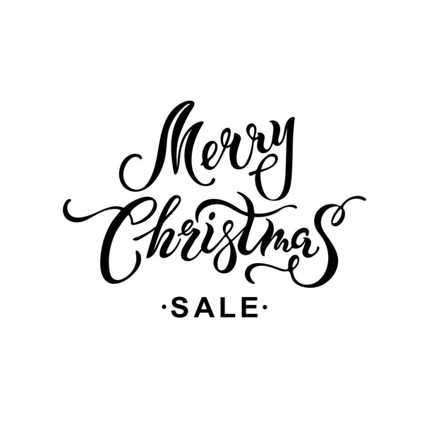 Merry Christmas Sale text isolated on background. Hand drawn lettering Merry Christmas as logo, badge, icon. Template for Merry Christmas day, invitation, greeting card, web, postcard. - Vektör, Görsel