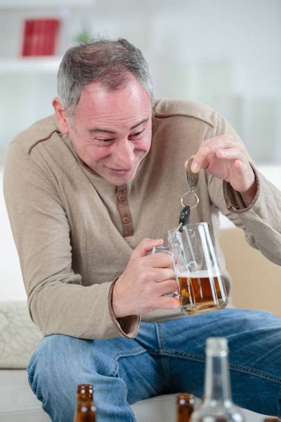 drunk man losing his mind on alcohol - Photo, Image