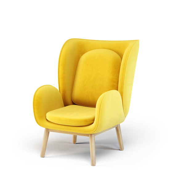 modern yellow armchair isolated on white background - Fotó, kép
