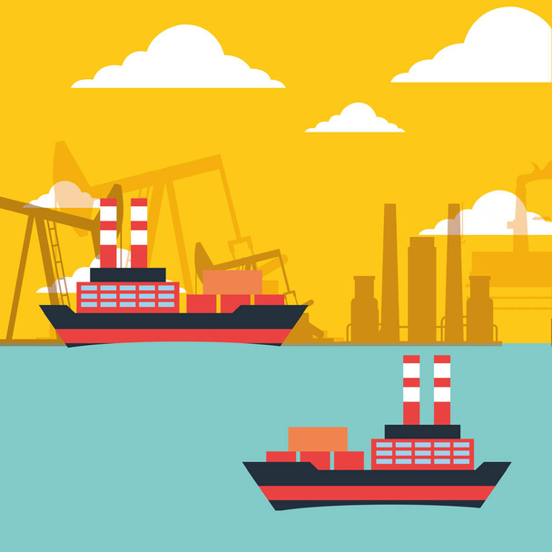 navios petroleiros a gás transporte indústria química
 - Vetor, Imagem