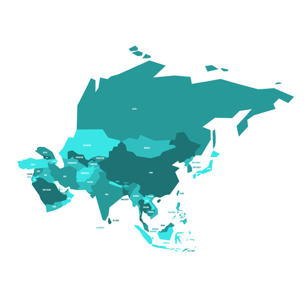 Mappa politica infografica vettoriale molto semplificata dell'Asia - Vettoriali, immagini