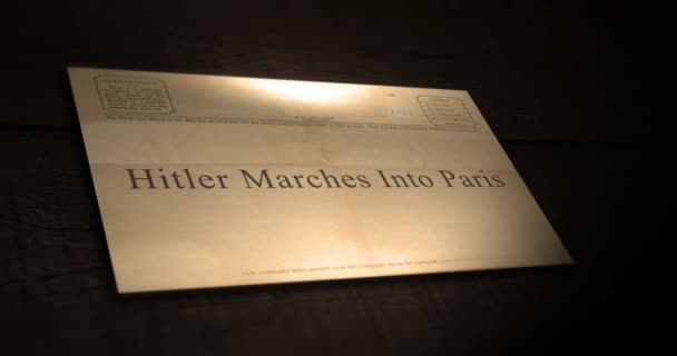 Szépia régi távirat szöveg sorozat - Hitler menetel a párizsi - Felvétel, videó