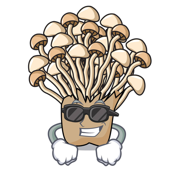 Super cool enoki mushroom character cartoon vector illustration - Vetor, Imagem