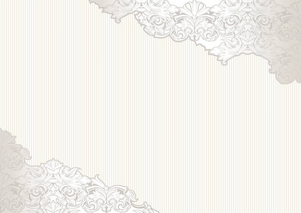 Vintage background with place for text. White, elegant, luxury with pearl-silver shining and baroque ornament announcement, certificate, congratulation, card, banner, invitation .horizontal format - Vector, imagen