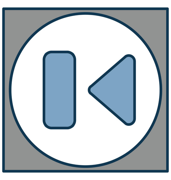 Esquema del botón de rebobinado aislado con el icono del vector de color totalmente editable
 - Vector, imagen