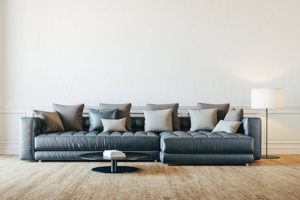 3d render of beautiful interior with sofa and floor lamp - Foto, Imagem