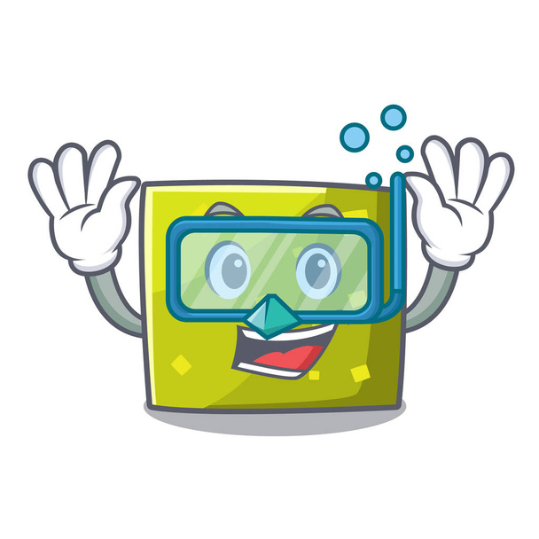 Diving square character cartoon style - Wektor, obraz