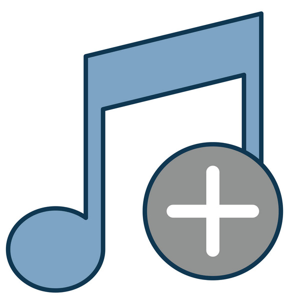 Add Music Outline Isolated With Color Vector Icon Fully Editable - Vector, Image