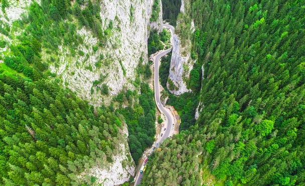 aerial view of road in Bicaz Gorges, Romania - Фото, изображение