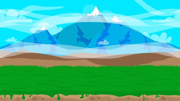 Cartoon nahtlose Natur Landschaft Hintergrund Illustration, endloses Feld für Spiele und Animationen. - Vektor, Bild